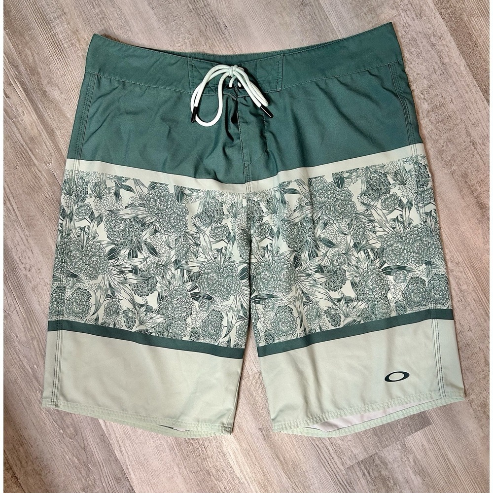 Oakley Performance Fit Hydrangea Teal Board Swim Trunks Surf Shorts US Mens 36